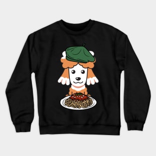 Dog eating Spaghetti - French Poodle Crewneck Sweatshirt